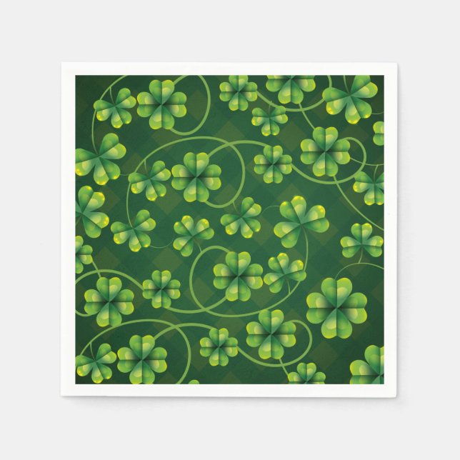 St. Patrick's Day Shamrock Plaid Napkin (Front)