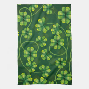 St. Patrick's Day Shamrock Plaid Tea Towel