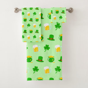 St. Patrick's Day Shamrock Pot of Gold Celtic Knot Bath Towel Set