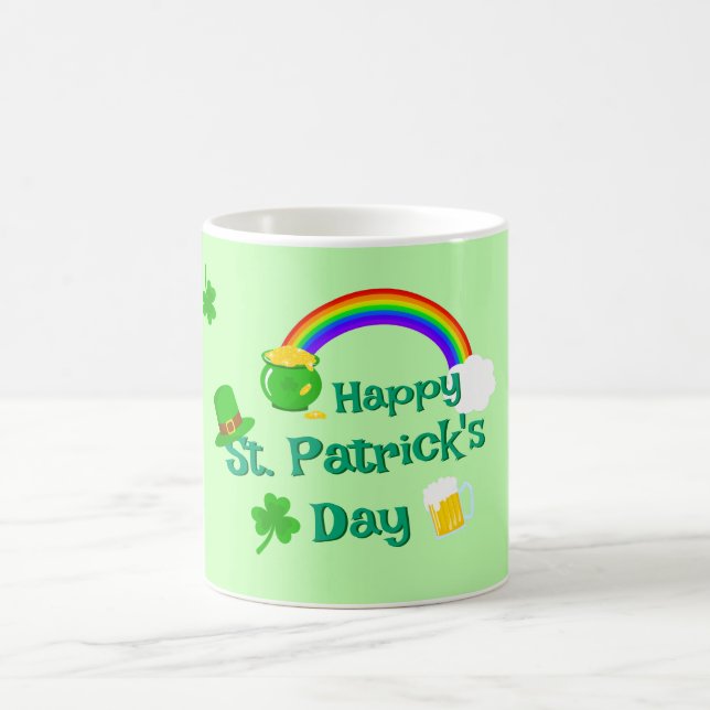 St. Patrick's Day Shamrock Pot of Gold Celtic Knot Coffee Mug (Center)