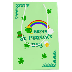 St. Patrick's Day Shamrock Pot of Gold Celtic Knot Medium Gift Bag