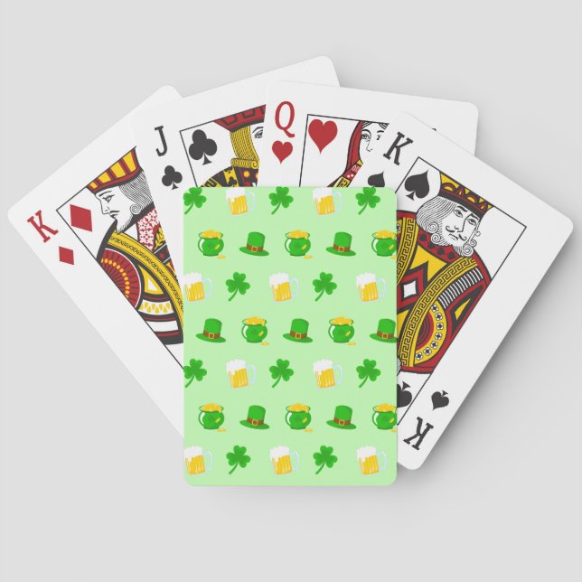 St. Patrick's Day Shamrock Pot of Gold Celtic Knot Playing Cards (Back)