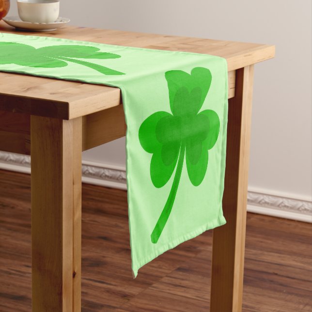 St. Patrick's Day Shamrock Pot of Gold Celtic Knot Short Table Runner (In Situ)