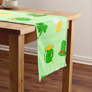 St. Patrick's Day Shamrock Pot of Gold Celtic Knot Short Table Runner