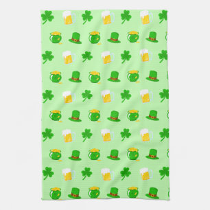 St. Patrick's Day Shamrock Pot of Gold Celtic Knot Tea Towel