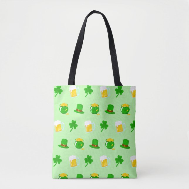 St. Patrick's Day Shamrock Pot of Gold Celtic Knot Tote Bag (Front)
