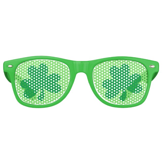 St. Patrick's Day Shamrock Pub Party Green Retro Sunglasses (Front)