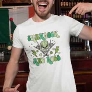 St. Patrick's Day Shamrock Rock Roll Clover  T-Shirt