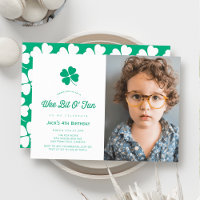 St. Patrick's Day Shamrock White Photo Birthday