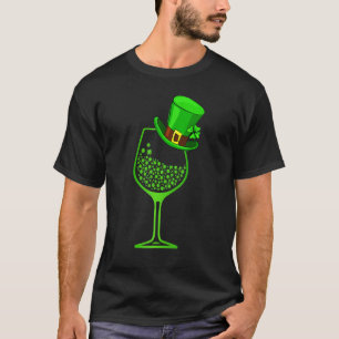 St Patrick's Day Shamrock Wine Glass Womens Mens 1 T-Shirt