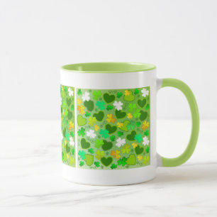 St. Patrick's Day Shamrocks and Hearts Mug