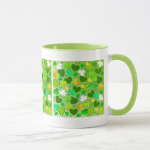 St. Patrick's Day Shamrocks and Hearts Mug
