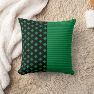 St. Patrick's Day Shamrocks And Stripes Cushion