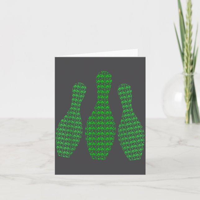 St. Patrick's Day Shamrocks Bowling Irish Outfit  Card (Front)