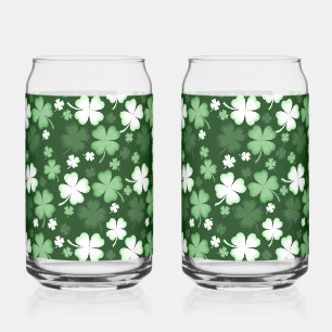 St. Patrick's Day Shamrocks Can Glass