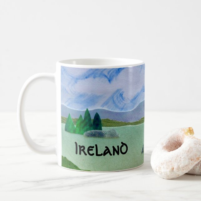 St Patrick's Day Shamrocks Clover Coffee Mug (With Donut)