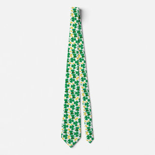 St. Patrick's Day Shamrocks Coins and Hat Pattern Tie
