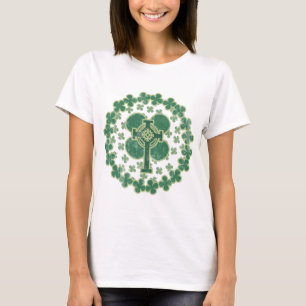 St Patricks Day Shamrocks Cross Distressed T-Shirt