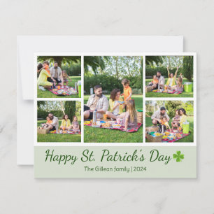 St. patrick's day Shamrocks family photo Collage Holiday Card