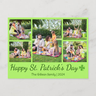 St. patrick's day Shamrocks family photo Collage Holiday Postcard