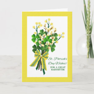 St. Patrick's Day Shamrocks for Babysitter Card