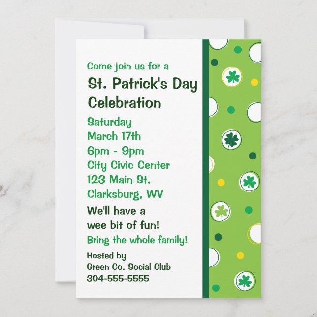 St. Patrick's Day Shamrocks Invitation (Front)