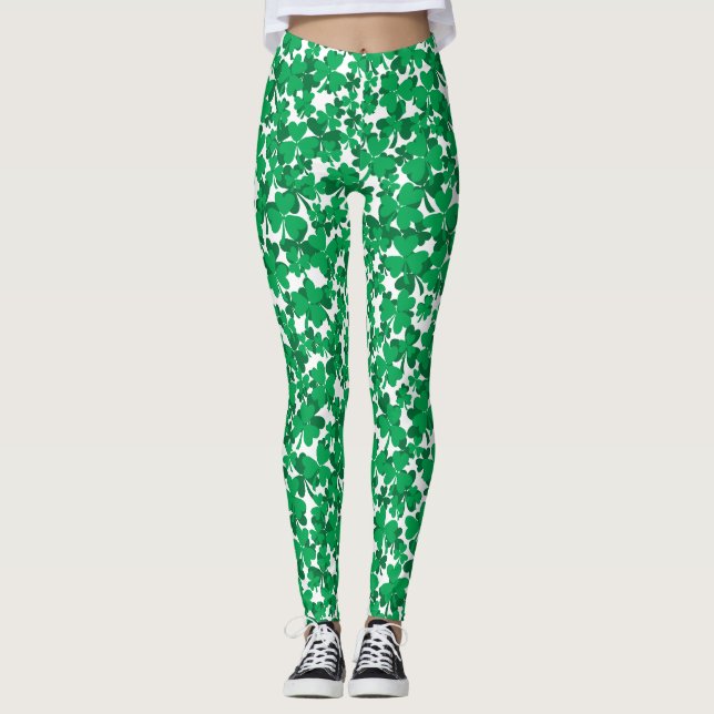 St. Patrick's Day Shamrocks Leggings (Front)