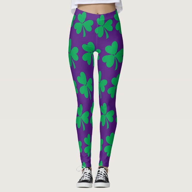 St Patricks Day Shamrocks Leggings (Front)