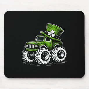 St Patricks Day Shamrocks Monster Truck Mouse Pad