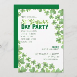 St Patrick's Day Shamrocks Party Invitation