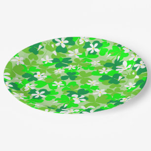 St Patrick's Day Shamrocks Pattern Paper Plate