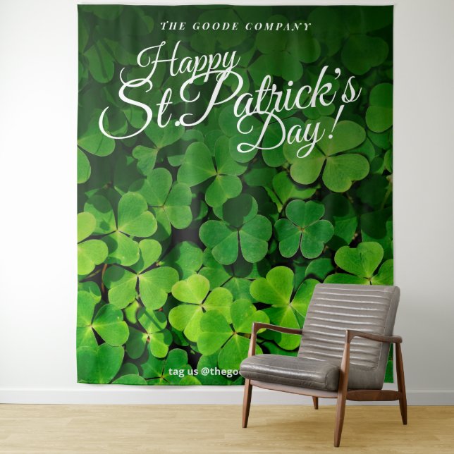 St. Patrick's Day Shamrocks | Photo Backdrop Tapestry (In Situ)