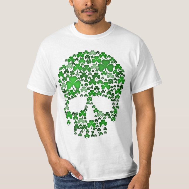 St Patricks Day Shamrocks Skull T-Shirt (Front)