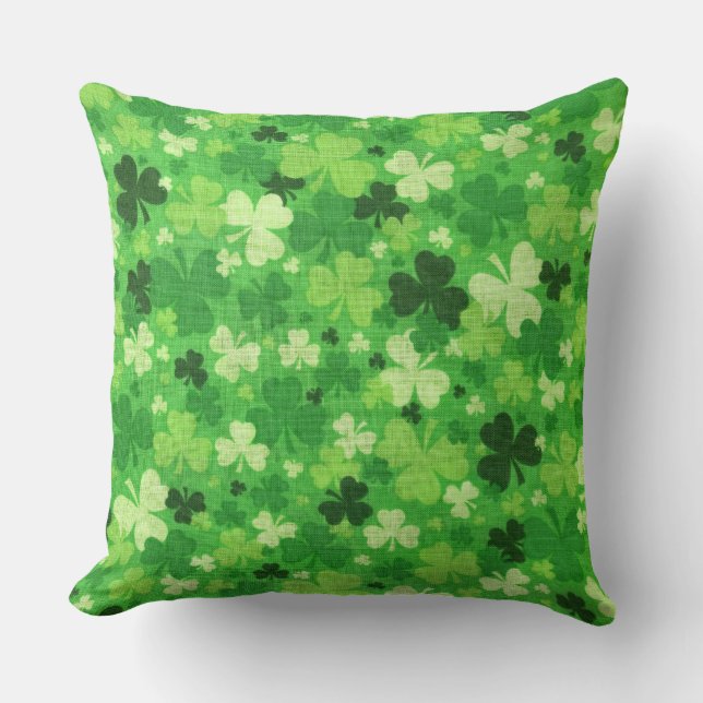 St. Patrick's Day Shamrocks Throw Pillow (Front)