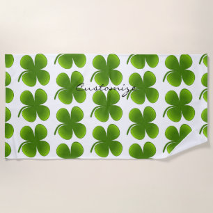 St Patrick's Day Shamrocks Thunder_Cove Beach Towel