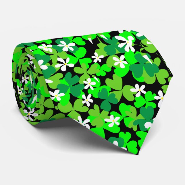 St Patrick's Day Shamrocks Tie (Rolled)