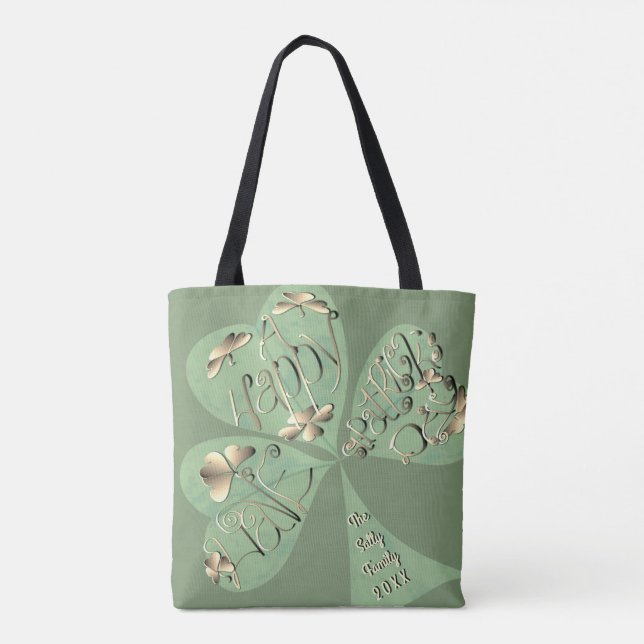 St. Patrick's Day Shamrocks   Tote Bag (Back)