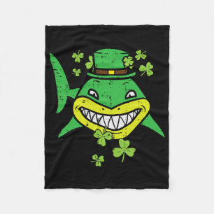 St Patricks Day Shark Saint Paddys Pattys Irish Me Fleece Blanket