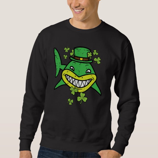 St Patricks Day Shark Saint Paddys Pattys Irish Me Sweatshirt (Front)