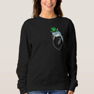 St Patrick'S Day Shark Shamrock Beanie Irish Breas Sweatshirt