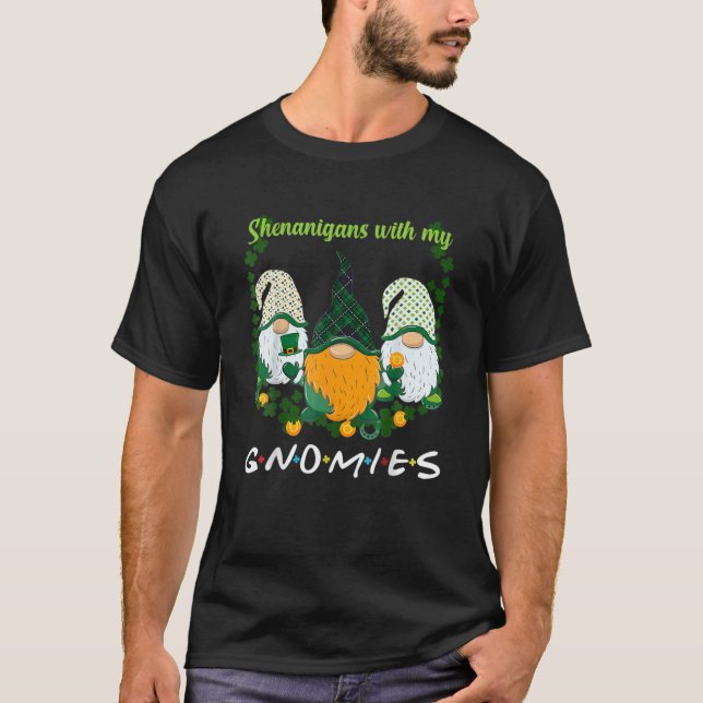 St Patrick's Day Shenanigans Gnomies Gnome Shamroc T-Shirt (Front)