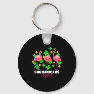 St patrick's day shenanigans squad irish flamingo key ring