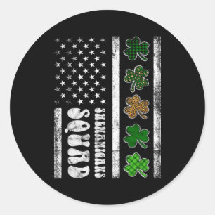 St Patricks Day Shenanigans Squad Us Flag American Classic Round Sticker