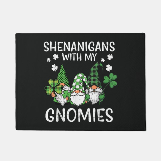 St Patricks Day Shenanigans with Gnomies Gnome Doormat (Front)