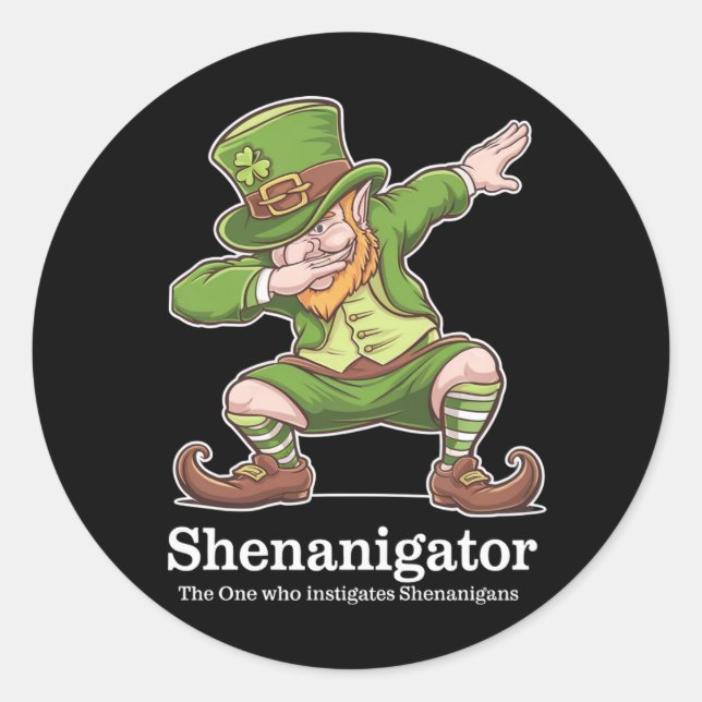 St Patricks Day Shenanigator Dabbing Leprechaun Classic Round Sticker (Front)