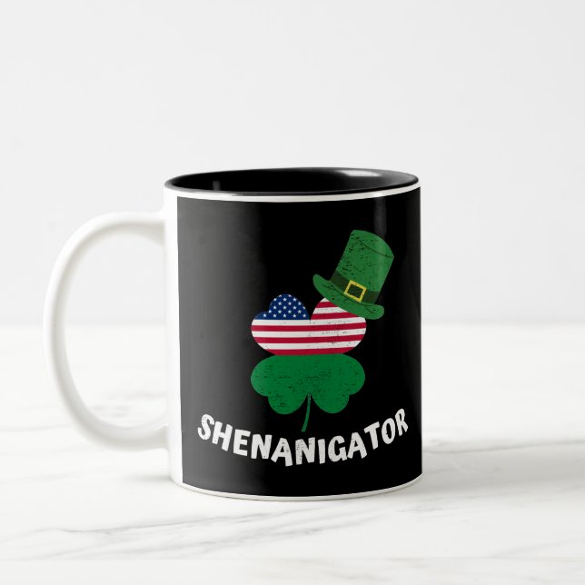 St. Patrick's Day Shenanigator Two-Tone Coffee Mug (Left)
