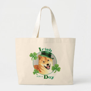St. Patrick's Day Shiba Inu Large Tote Bag