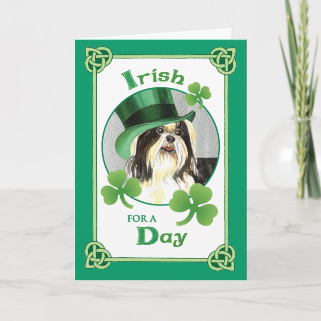 St. Patrick's Day Shih Tzu Card (Front)