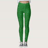 St Patricks Day Green Watercolour Shamrock Pattern Leggings