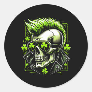 St Patricks Day Shirt Men Boys Kids Green Skull Gr Classic Round Sticker